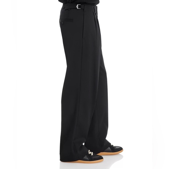 SIMKHAI Leroy Relaxed Straight Fit Pleated Pants Size 34 Black - Picture 4 of 11